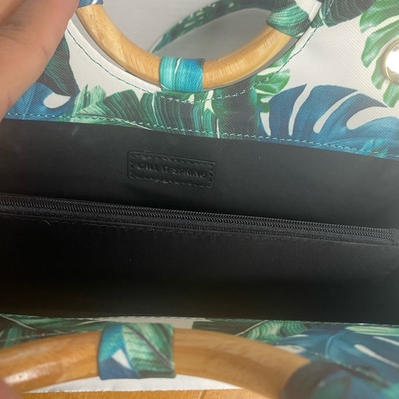 Call it Spring Gold Chain Crossbody and Clutch purse Floral Green Print - Picture 6 of 8